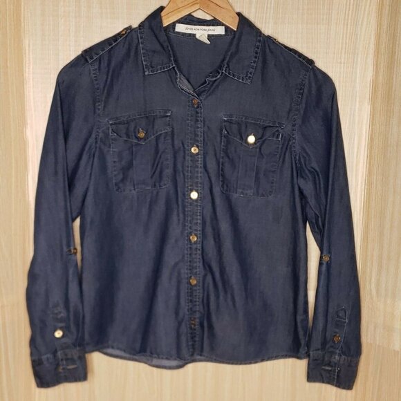 Jones New York Jeans Denim Petite Button Down - Picture 1 of 7